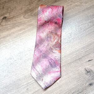 Vintage Norseman Oil Watercolor Pink Tie Polyester